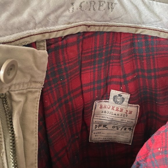 J.Crew Flannel Lined Broken In Men’s Tan Pants Cotton Regular Fit 34W 30L - Picture 9 of 13